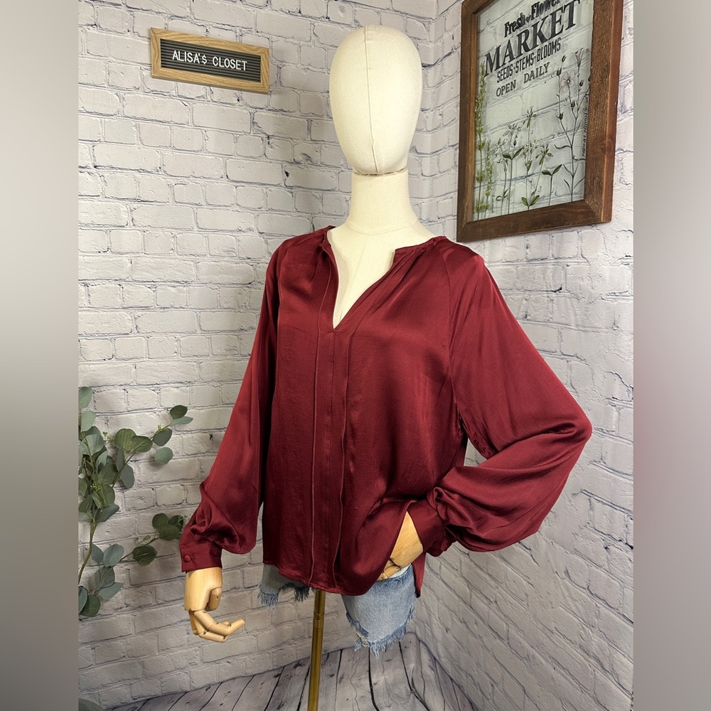 Mango burgundy satin blouse